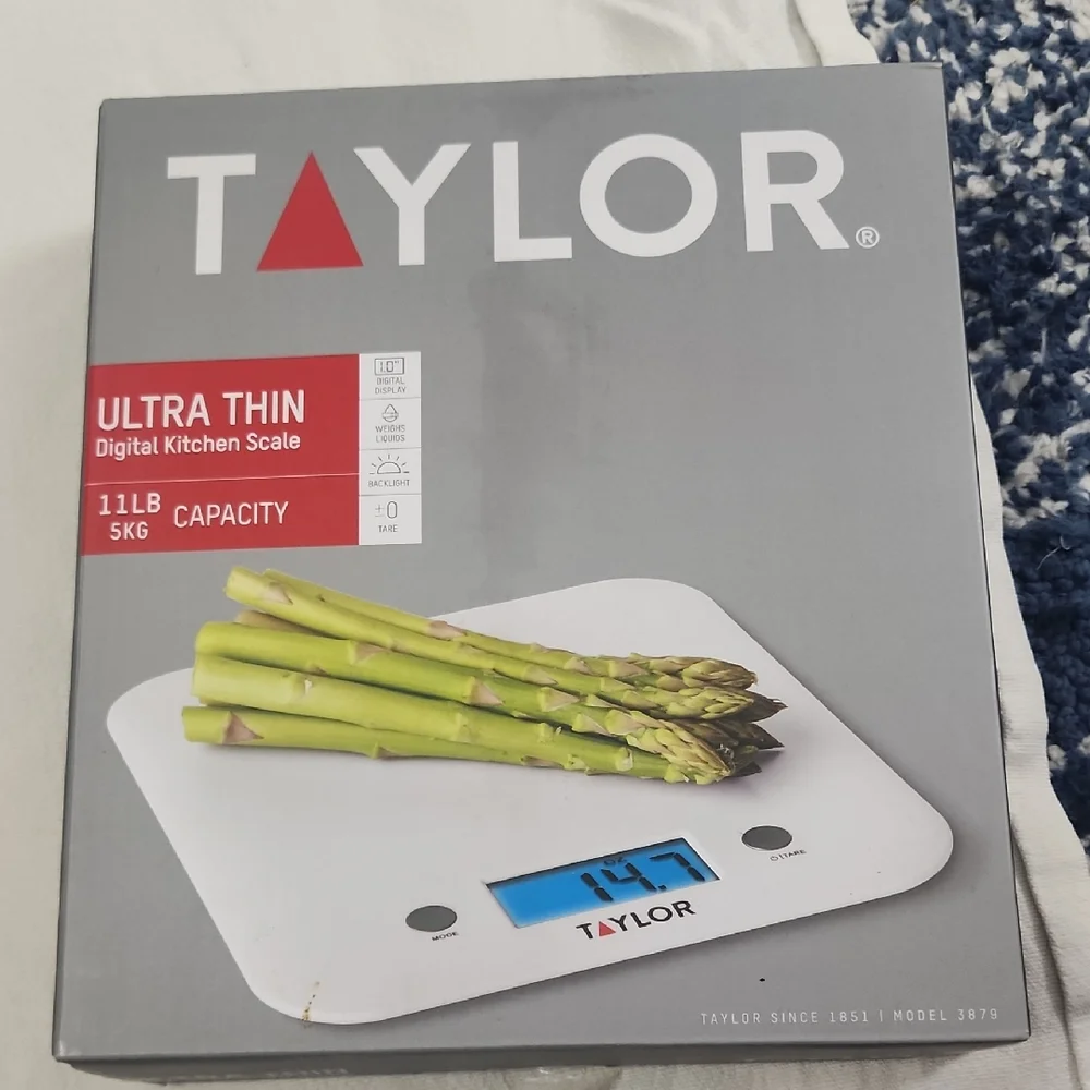 Taylor Ultra Thin Kitchen Scale with Blue Display